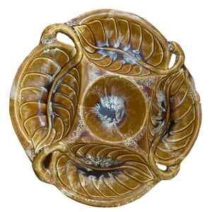 Wade of California Vintage Leaf Divided Serving Tray - Yellow Ceramic #722 1960s